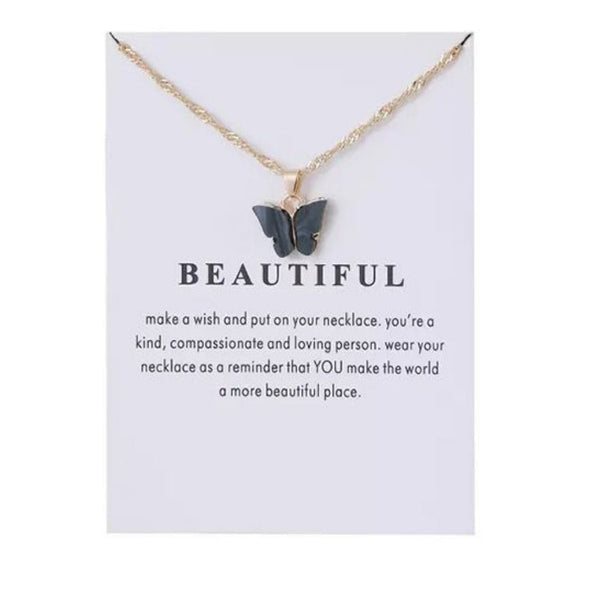 Black Butterfly Pendant Necklace